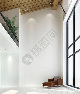 现代豪华舒适热带客厅和休息室的双空间室内设计和图片
