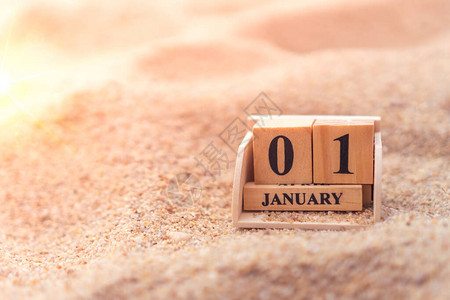 木砖块显示1月日或的日期和月份日历庆祝和假期长图片