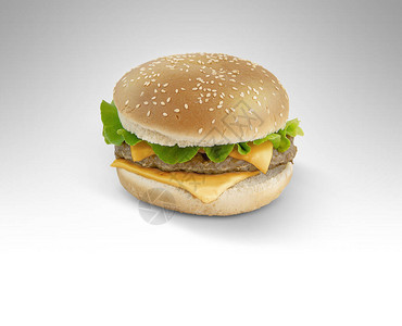 三明治配芝士汉堡和生菜图片