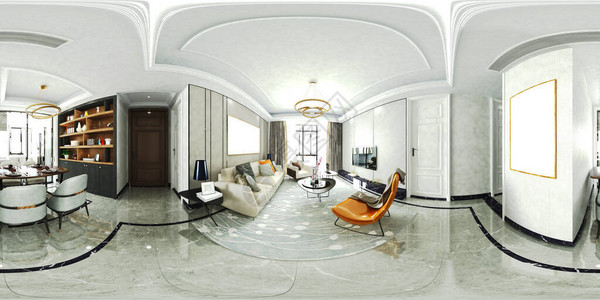 室内360度全景图360度jome客厅的3d渲染设计图片