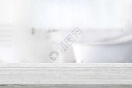 空木质顶桌浴室背景模糊供产品显背景图片