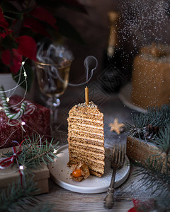 自制蜂蜜蛋糕冬季作文新年照片圣诞装饰圣诞节装饰与烟火的蛋图片