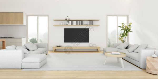 3D提供现代客厅有电视屏幕和关于自图片