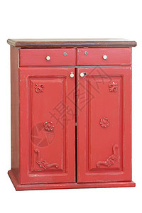 白色背景的红色复古衣柜图片