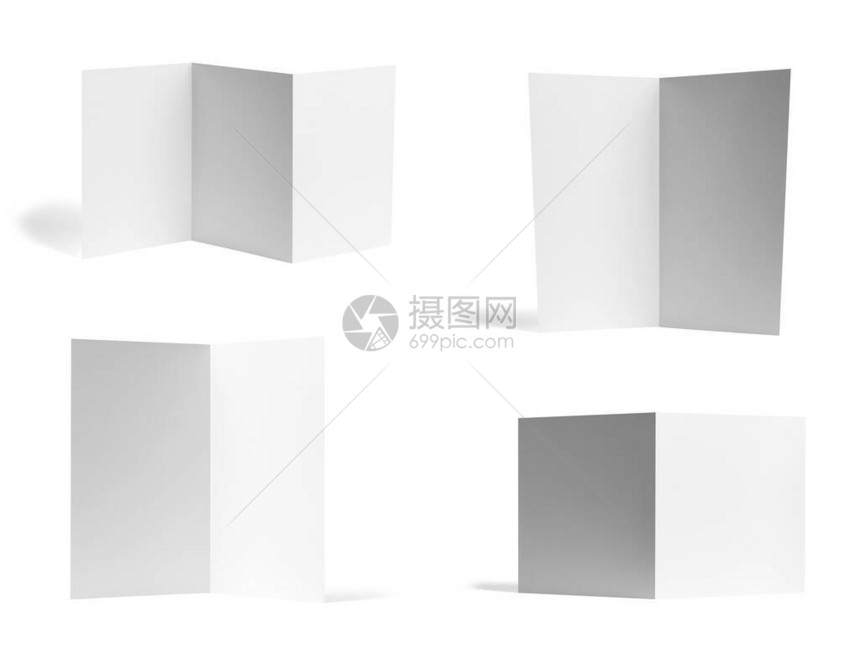 各种空白折叠散页或白色背景的桌面日历白纸每张被单独拍下Einfo图片