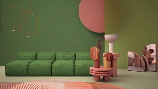 绿色现代客厅图片