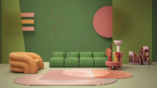 绿色现代客厅背景图片