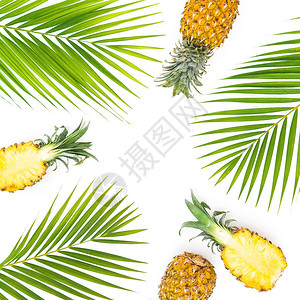 热带框架由菠萝和芒果水制成背景图片