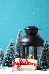 圣诞背景和礼品盒绿灯和圣诞图片
