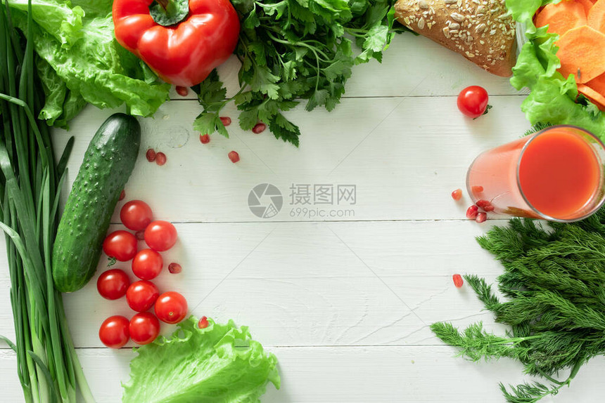 白色背景的多种素食产品文本位置您可使用文字图片