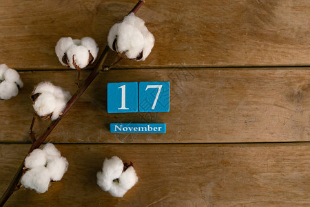 11月17日蓝色的立方体日历月和日期图片