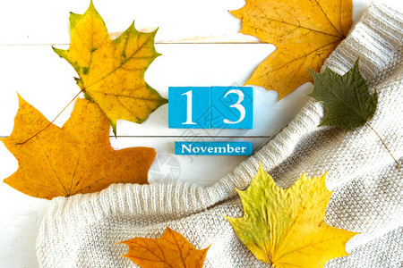 11月13日蓝色的立方体日历月和日期图片