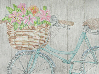 自行车上的一束鲜花图片
