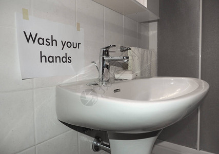 洗手盆附近洗手标志图片