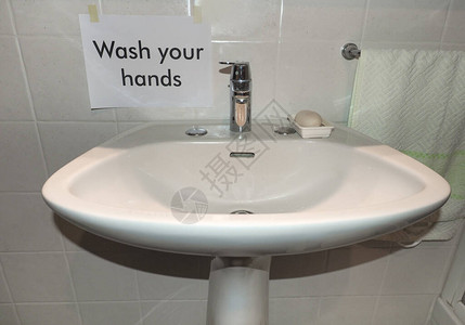 洗手盆附近洗手标志图片