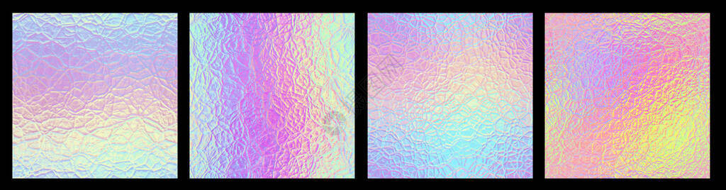 彩虹浮排一套无缝独角圆形全息光晶浮质结构图案彩虹全息镜插画