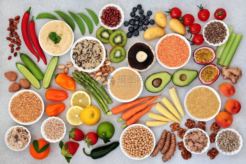 以植物为基础的健康饮食纯素食品图片
