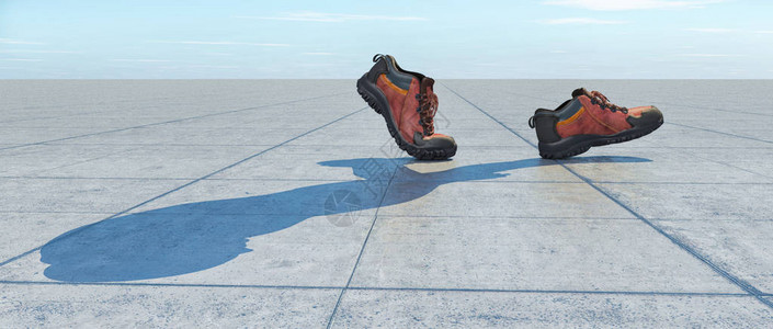 双鞋行走和创造男人的影子这是3D化图片