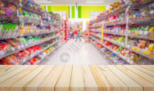 超市抽象模糊背景的木板图片