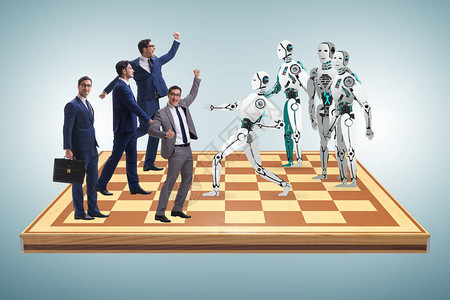 机器人与类之间竞争的概念图片