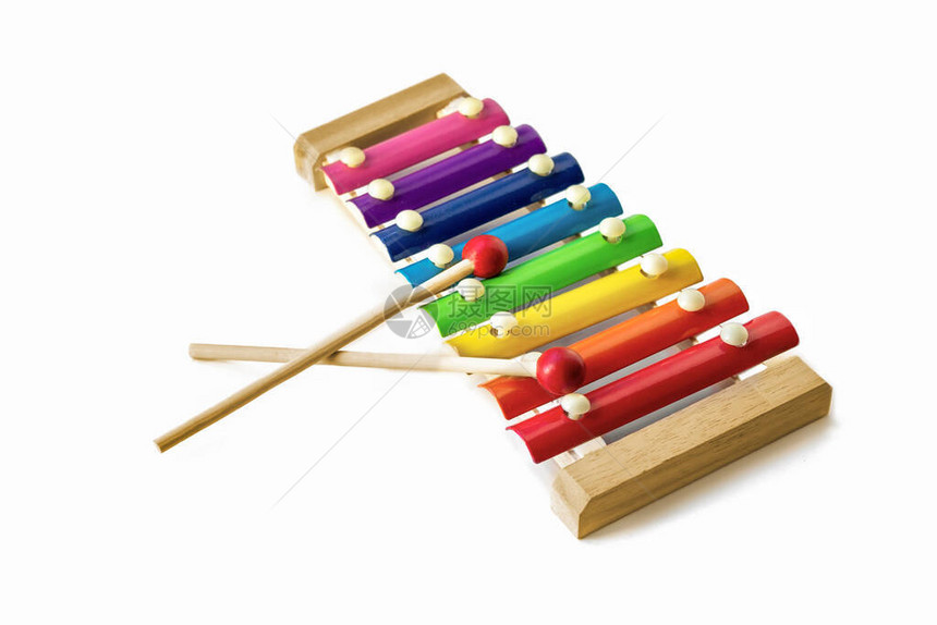 彩虹色木制玩具8音木琴钟图片