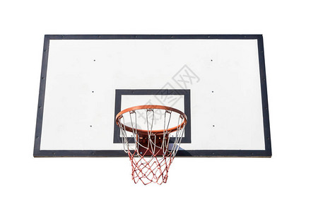 篮球板和篮网隔离在白色背景背景图片
