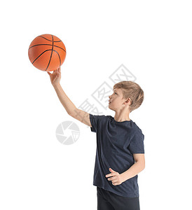 白色背景上可爱的小篮球运动员图片