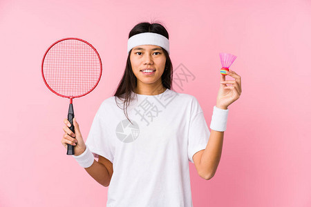 孤立地玩羽毛球的图片