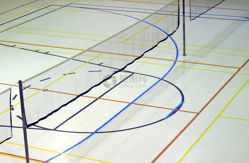羽毛球网体育馆运动休闲操场线图片
