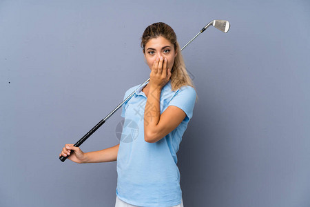 灰墙上高尔夫高尔夫女孩面部图片