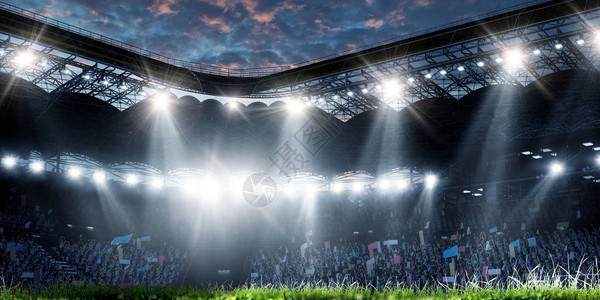 灯光闪烁的通宵足球场图片