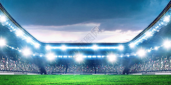 灯光闪烁的通宵足球场图片