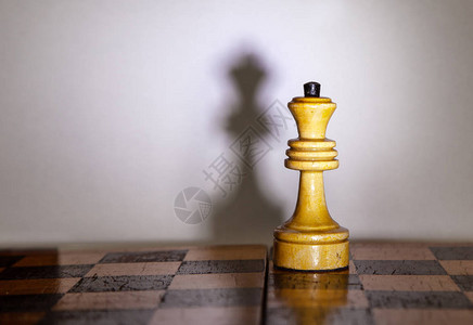 一位国际象棋皇后与棋盘特写镜头上的影子图片