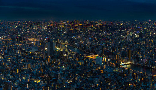 东京城市景色的全景图从上图片