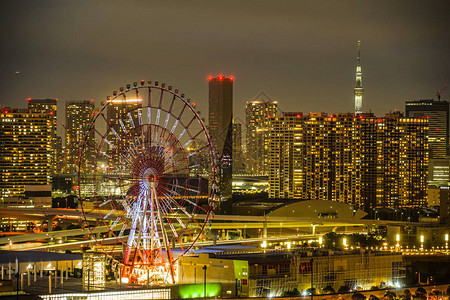 东京之夜观望从东京小田港O图片