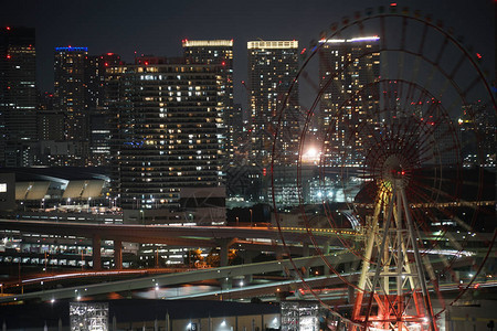 东京之夜观望从东京小田港O图片