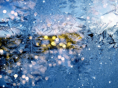 冬季圣诞节背景雪花冰抽象的冰状图图片