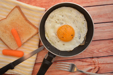 平底锅煮鸡蛋早餐食品图片