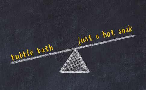 气泡浴和热水澡之间的平衡概念我们用它来背景图片