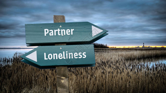 路牌是伙伴与孤独的方向背景图片
