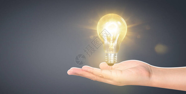 光灯泡的握手想法创新灵感概图片
