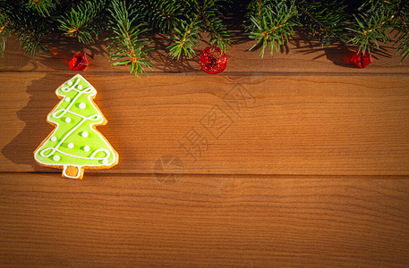 木背景上的圣诞装饰复制空间寒假图片