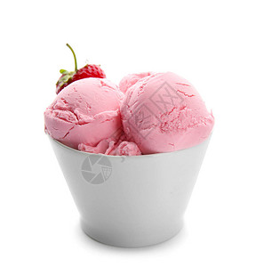 碗有美味的草莓冰淇背景图片