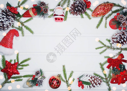 圣诞节背景和装饰白木板背景图片