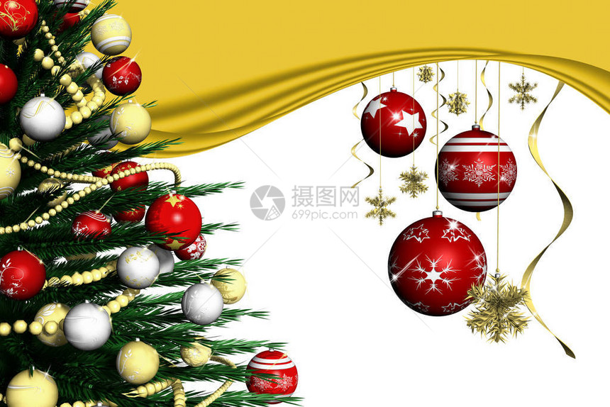 圣诞节圣诞装饰和fir树装图片