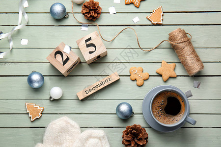 圣诞装饰品饼干咖啡图片