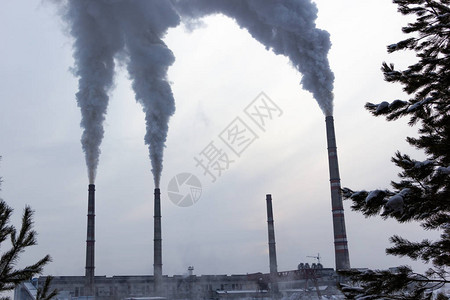 植物的管道释放大量黑烟进入大气污染的质中背景图片