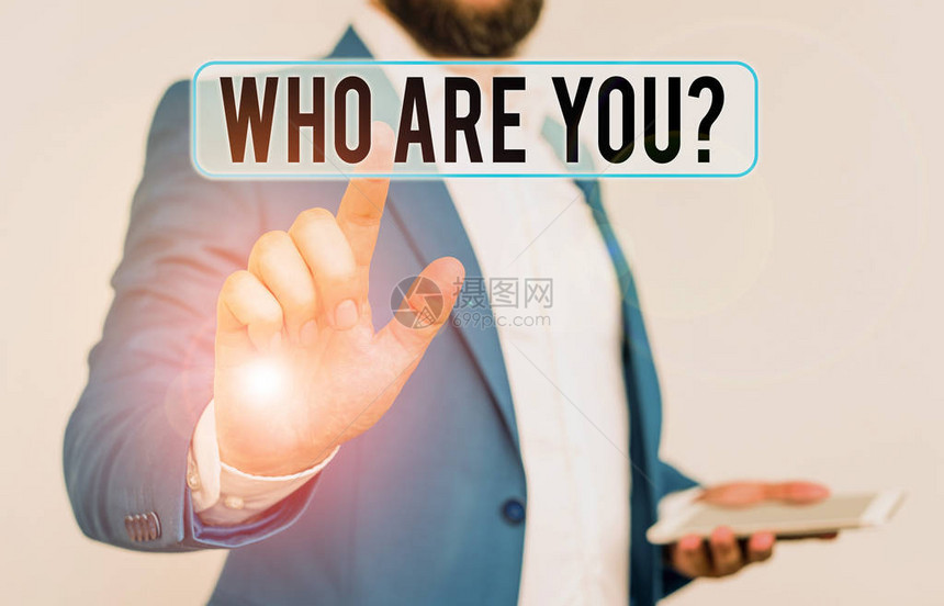 概念手写显示你是谁的问题概念意思是询问某人的身份或展示信息的商人在他面图片