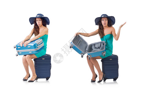 带着行李的女人在图片