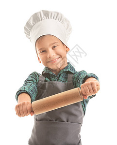 白色背景上的小厨师肖像图片